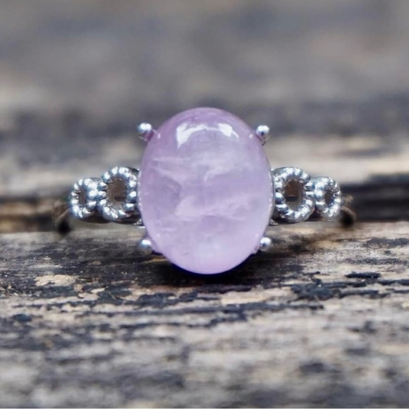 🆕Natural Kunzite Crystal Gemstone Ring 925 Sterling Silver - Picture 2 of 5
